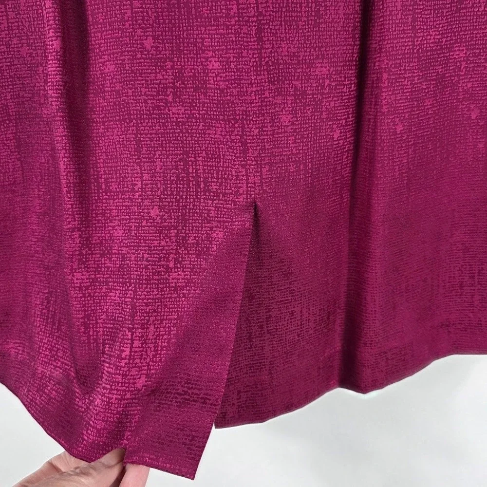 Papell Skirt Suit Women 14P‎ Magenta Silk Embroidery Blazer Set Vintage